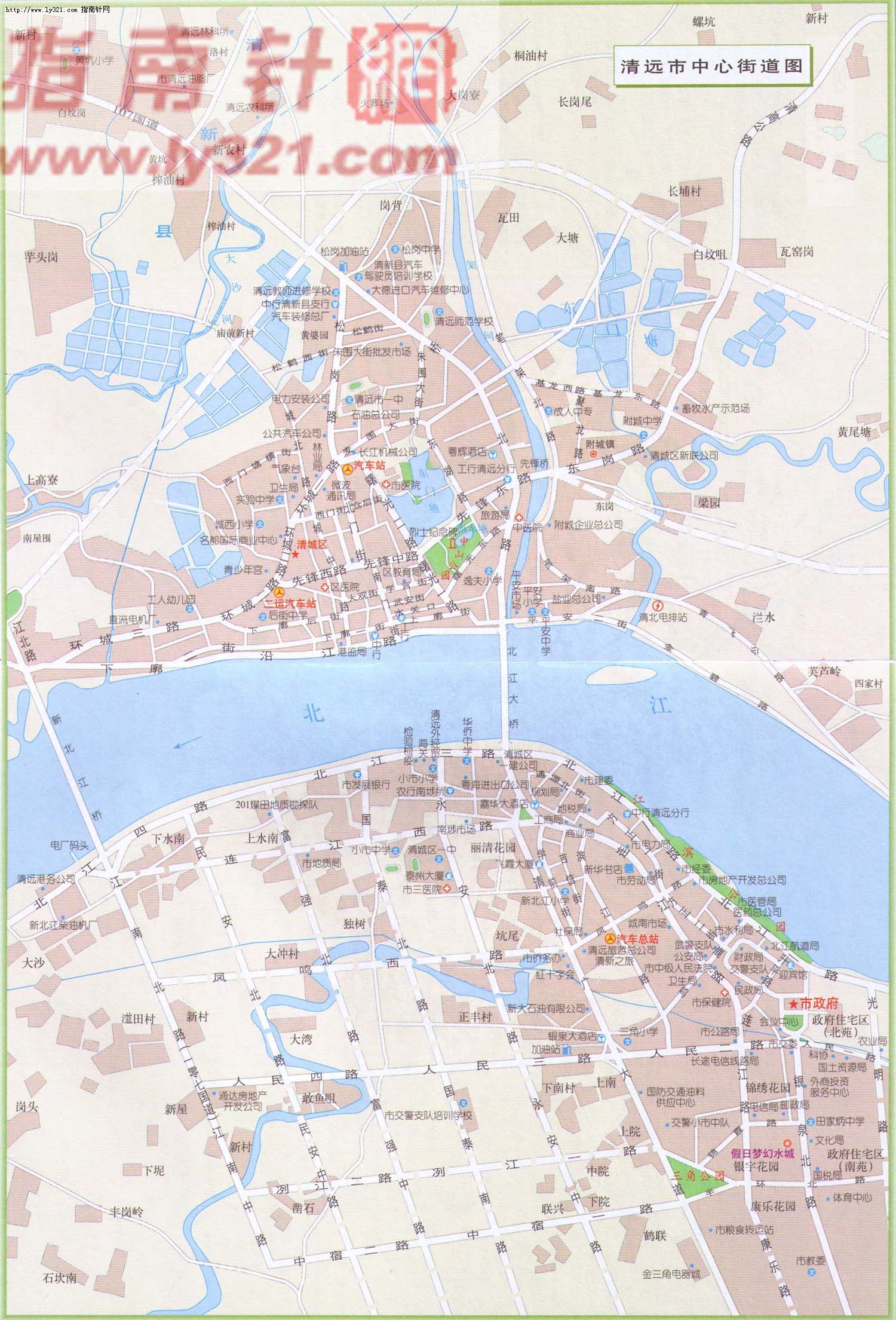 广东省清远市中心街道地图_清远市旅游景点地图片