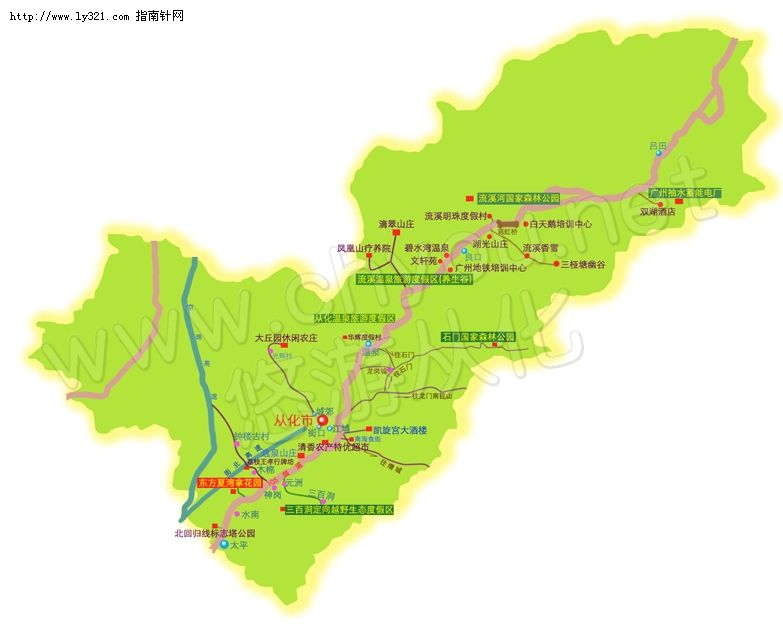 从化旅游景点地图_广州市地图查询图片图片