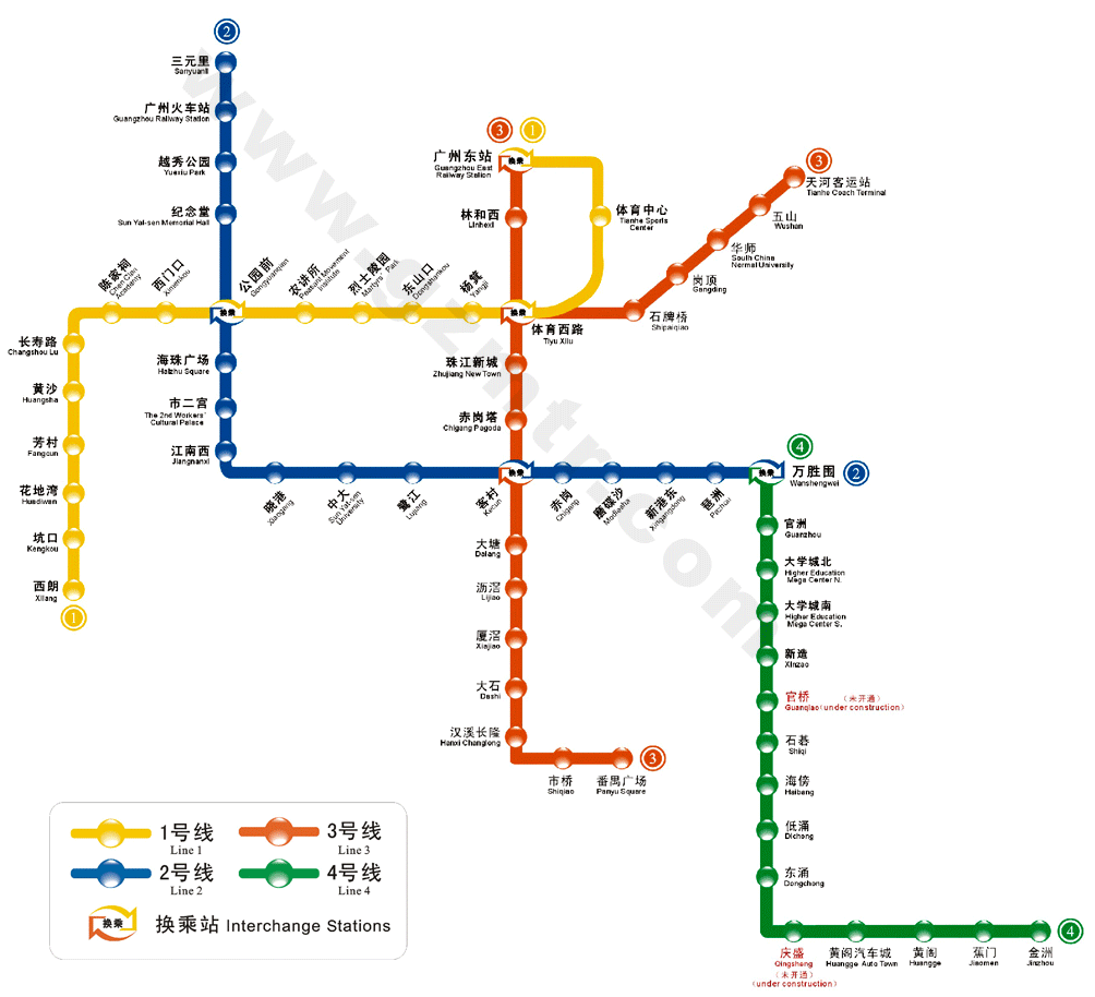 广州地铁线路图_交通地图库图片