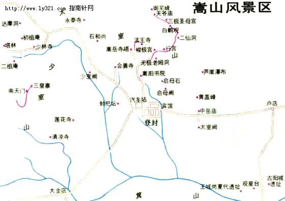 河南登封少林寺导游地图_郑州市旅游景点地图
