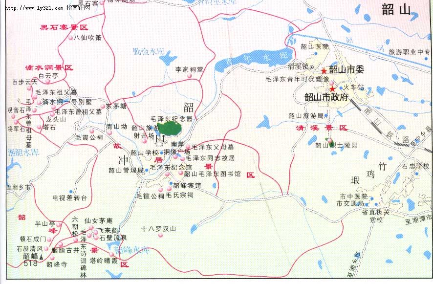 中国 湖南 湘潭市 >> 湖南韶山旅游景点地图图片