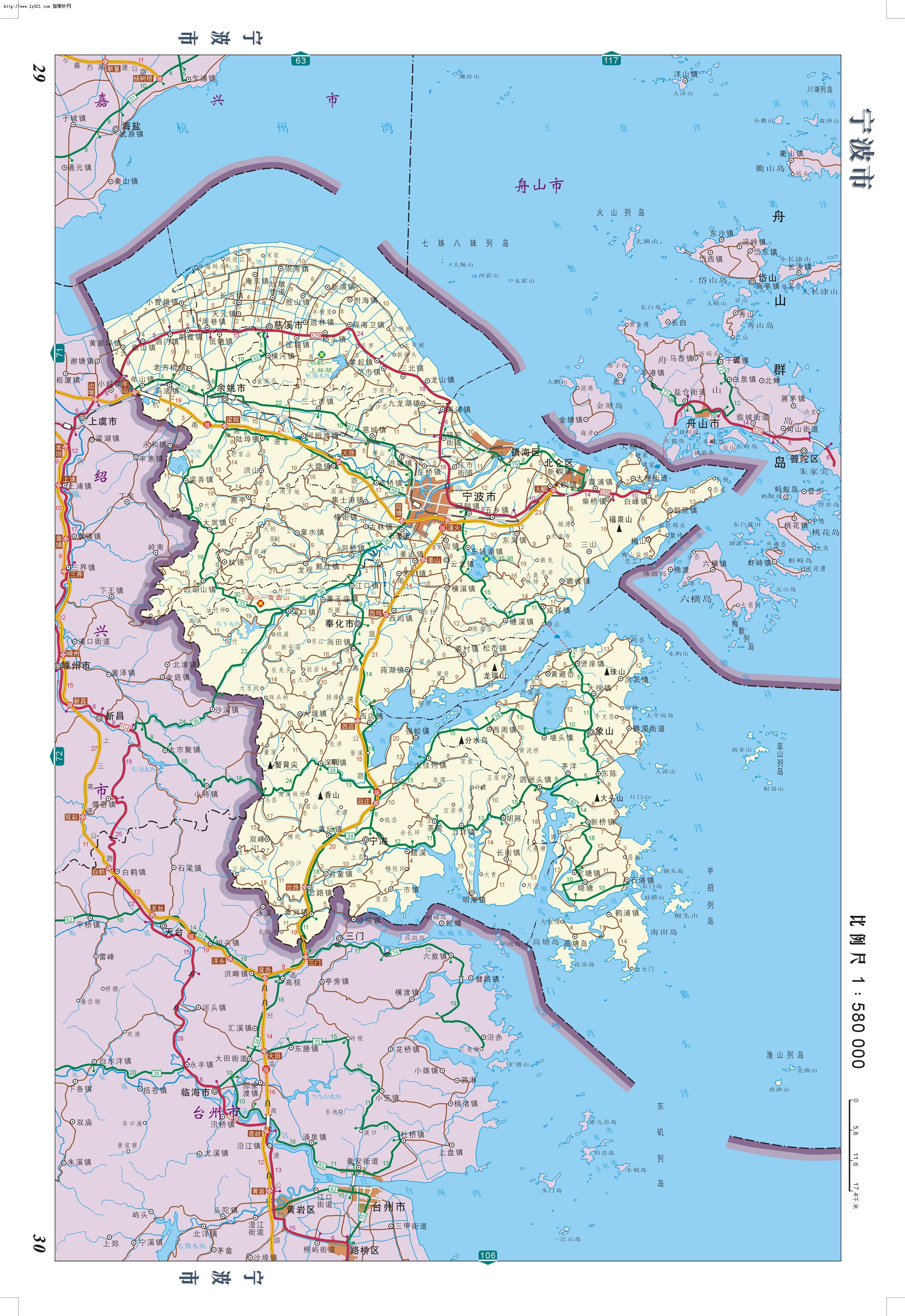 宁波市交通公路图_宁波市旅游景点地图查询