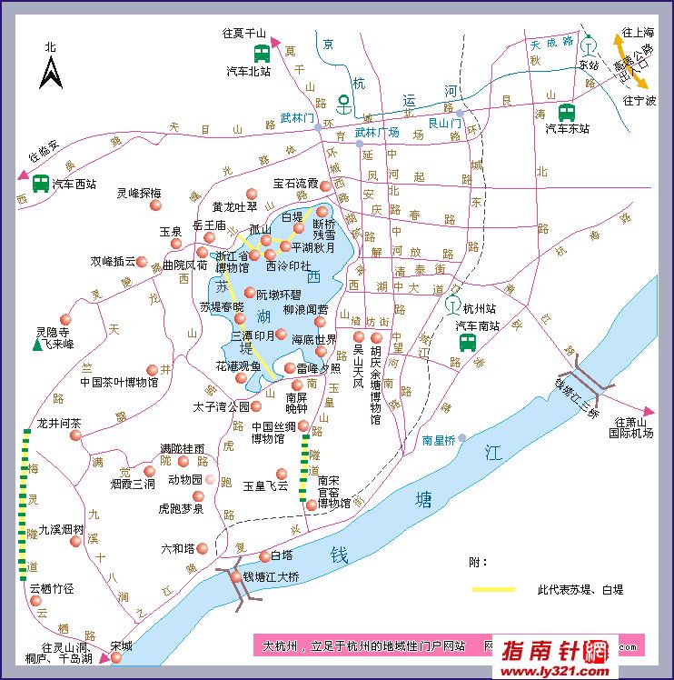 杭州市区道路交通地图_杭州市旅游景点地图查询