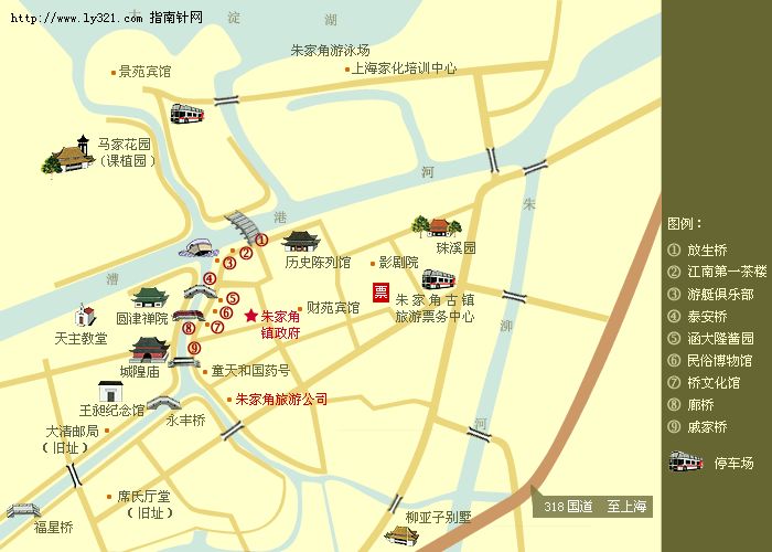 上海朱家角旅游地图 上海旅游景点地图查询
