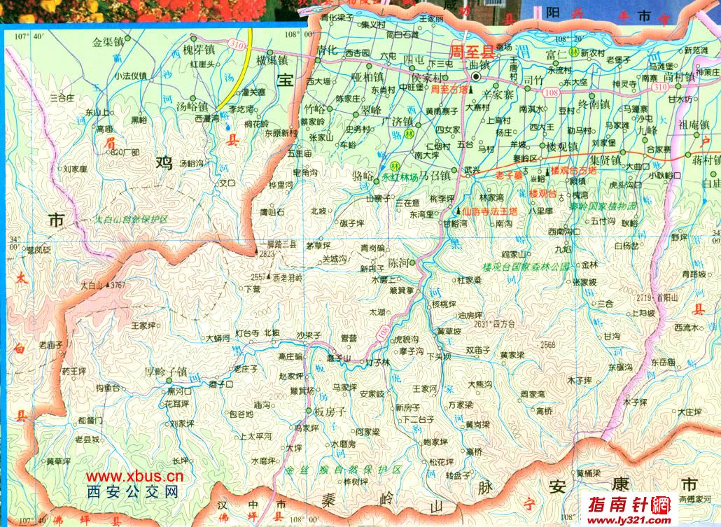陕西西安周至县交通地图