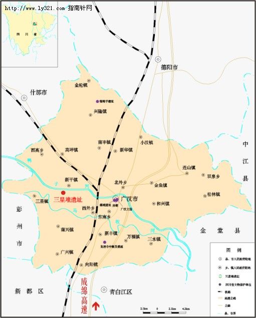 三星堆在广汉的位置_四川其他旅游景点地图查图片