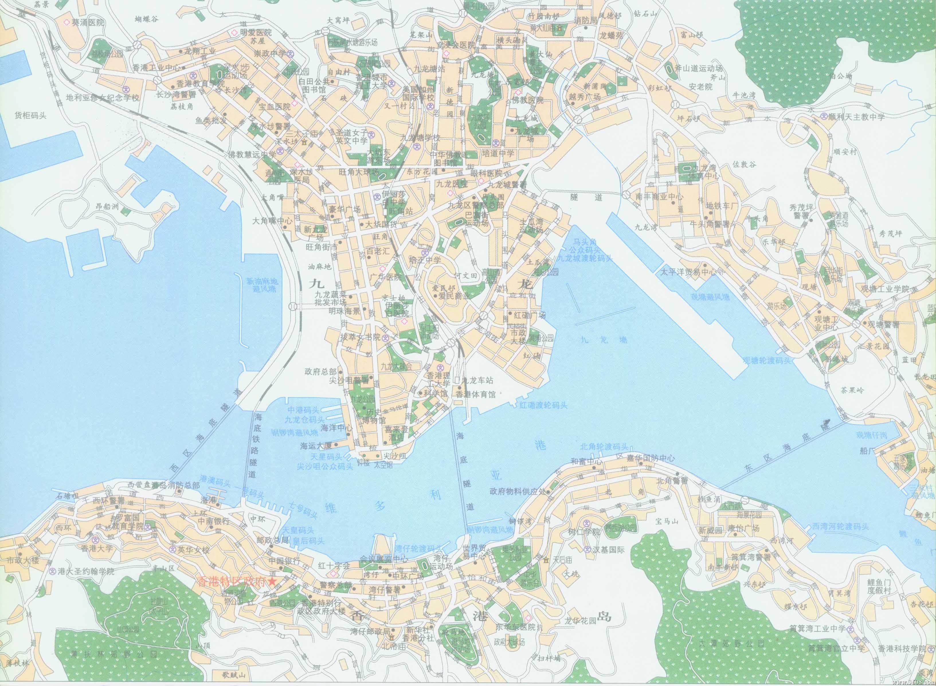 香港岛九龙地图 - 香港地图 - 地理教师网