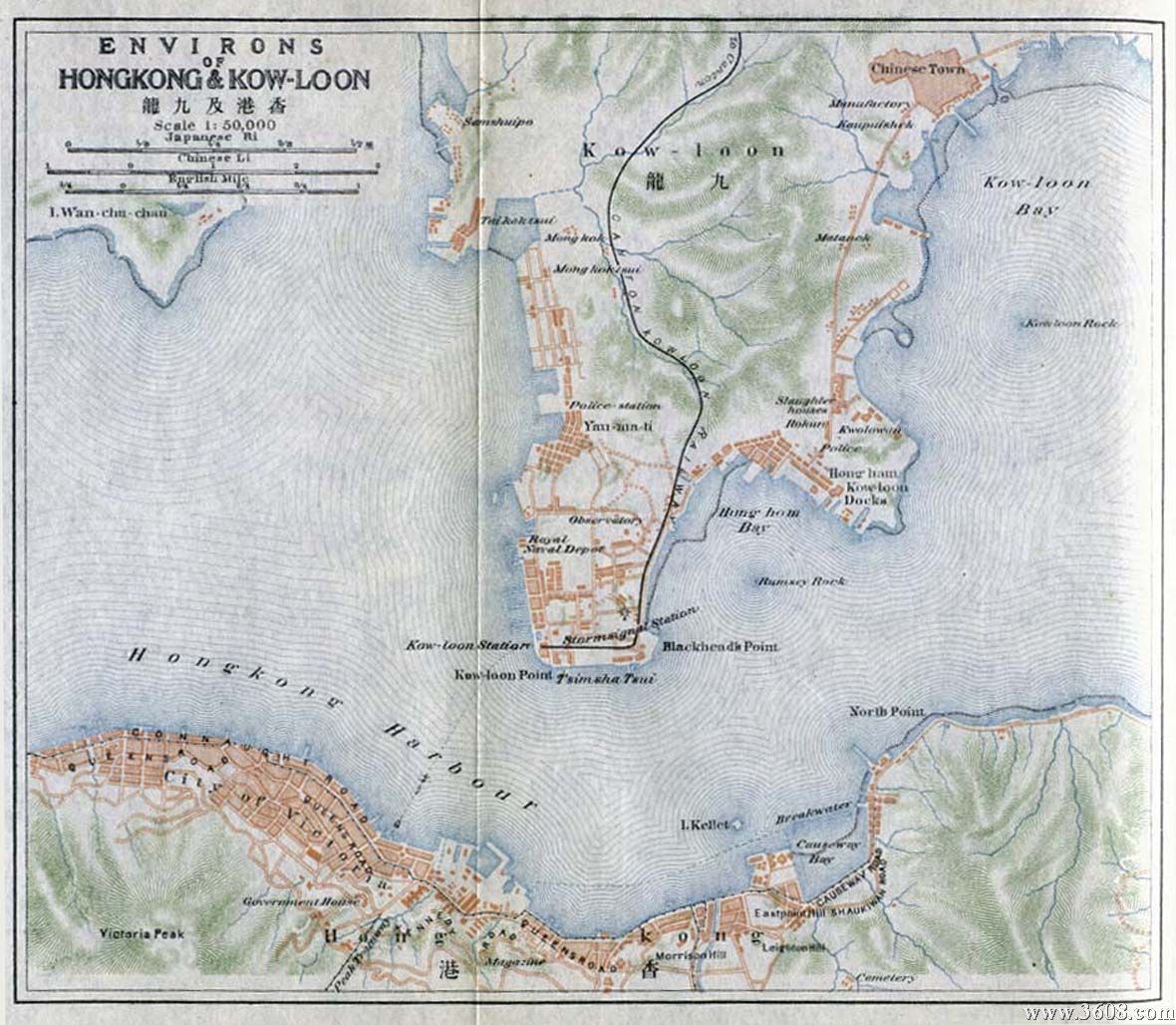 香港及九龙历史地图(1915年)图片