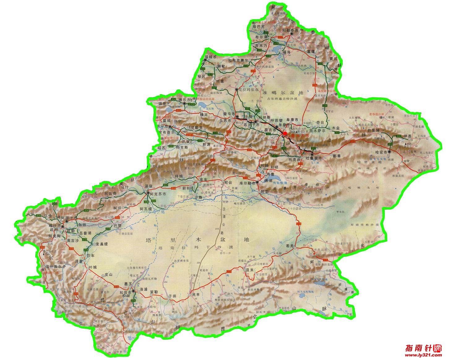 新疆地形图全图高清版