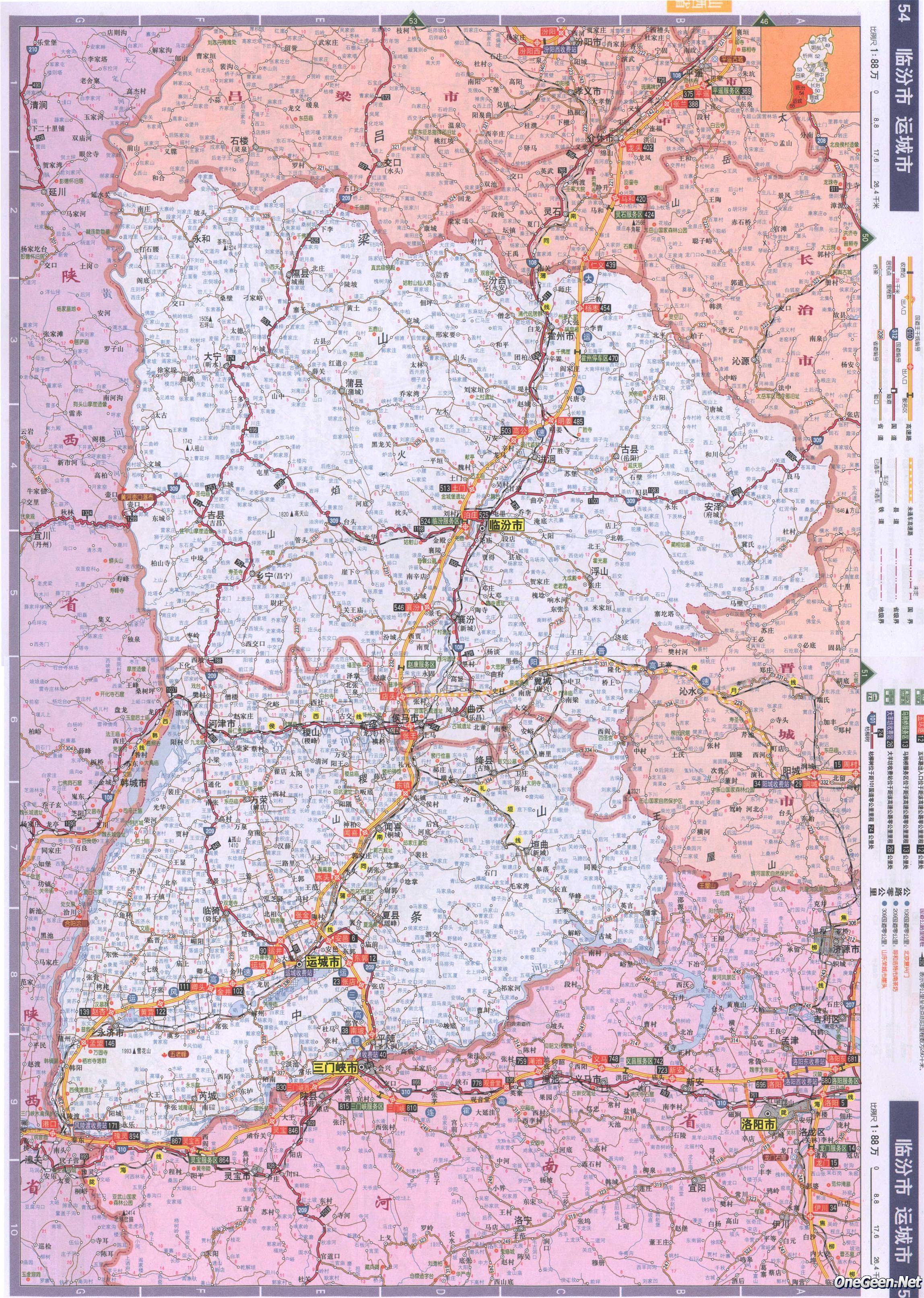 山西省临汾市运城市公路交通地图图片