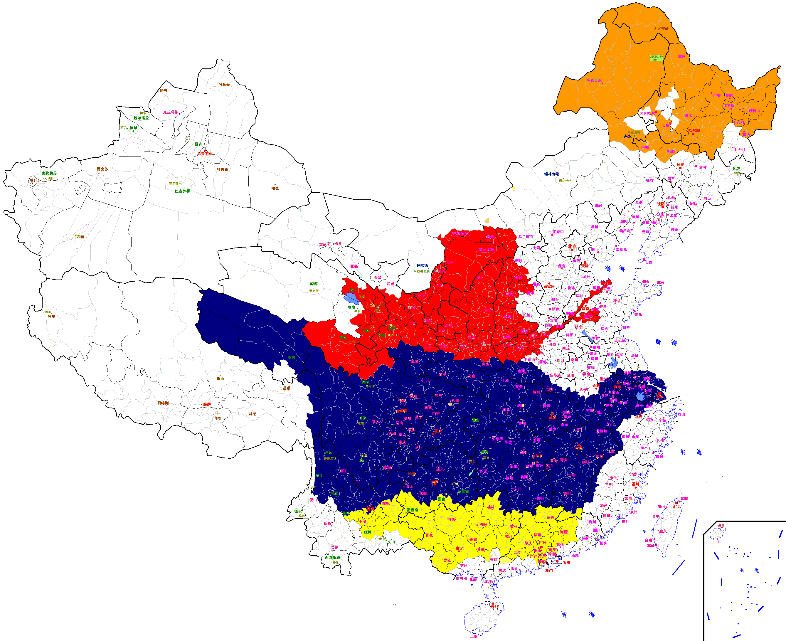中国水系行政分类图