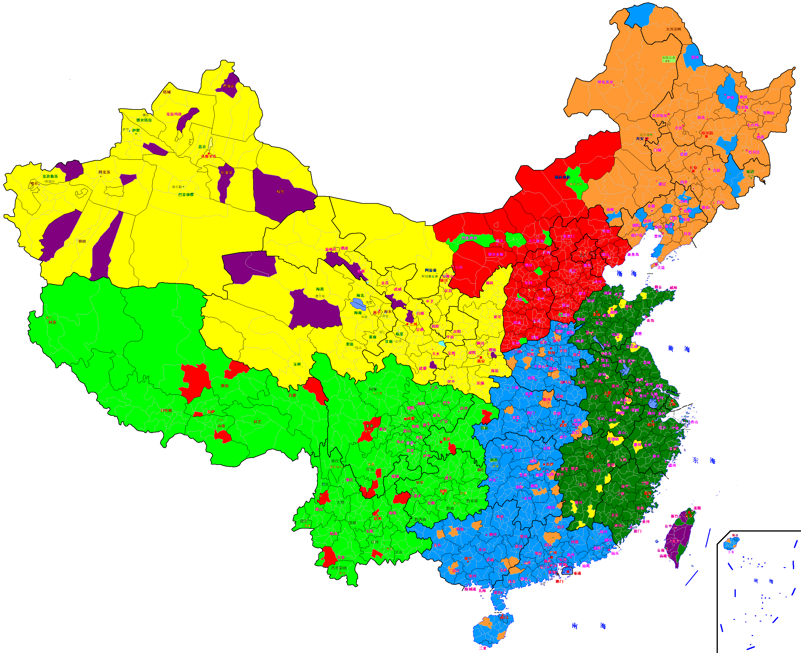 中国非能源矿产分布行政分类图