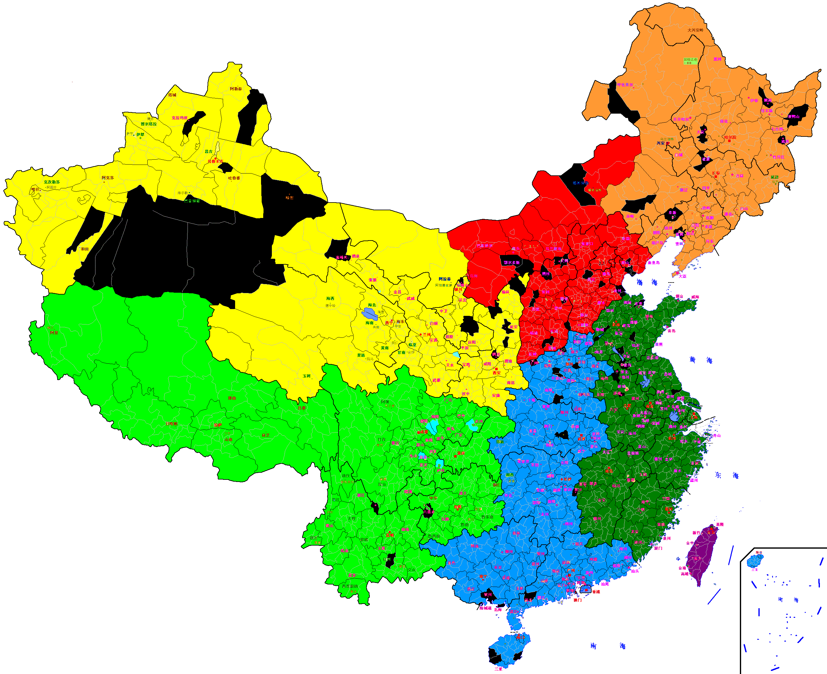 中国能源分布行政分类图