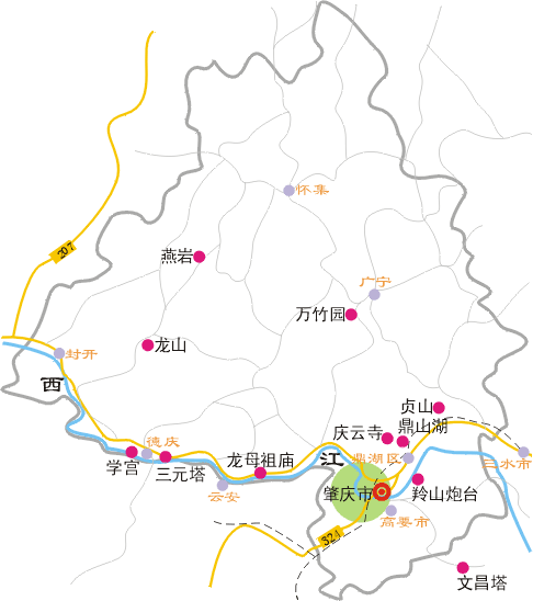 肇庆旅游地图 巧巧旅游; 广东省肇庆市高要市地