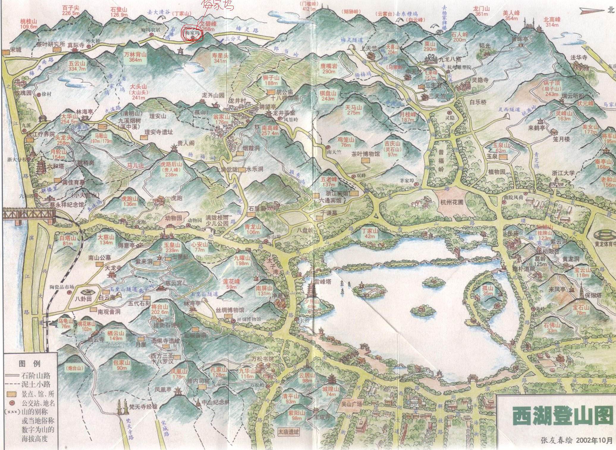 杭州西湖登山图_杭州地图库图片