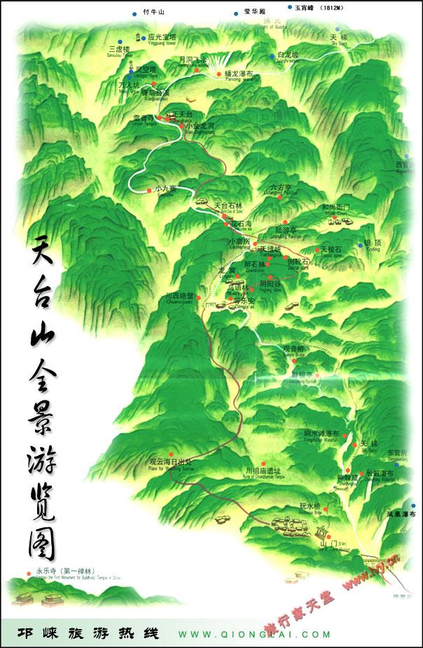 天台山全景游览图_台州市地图查询