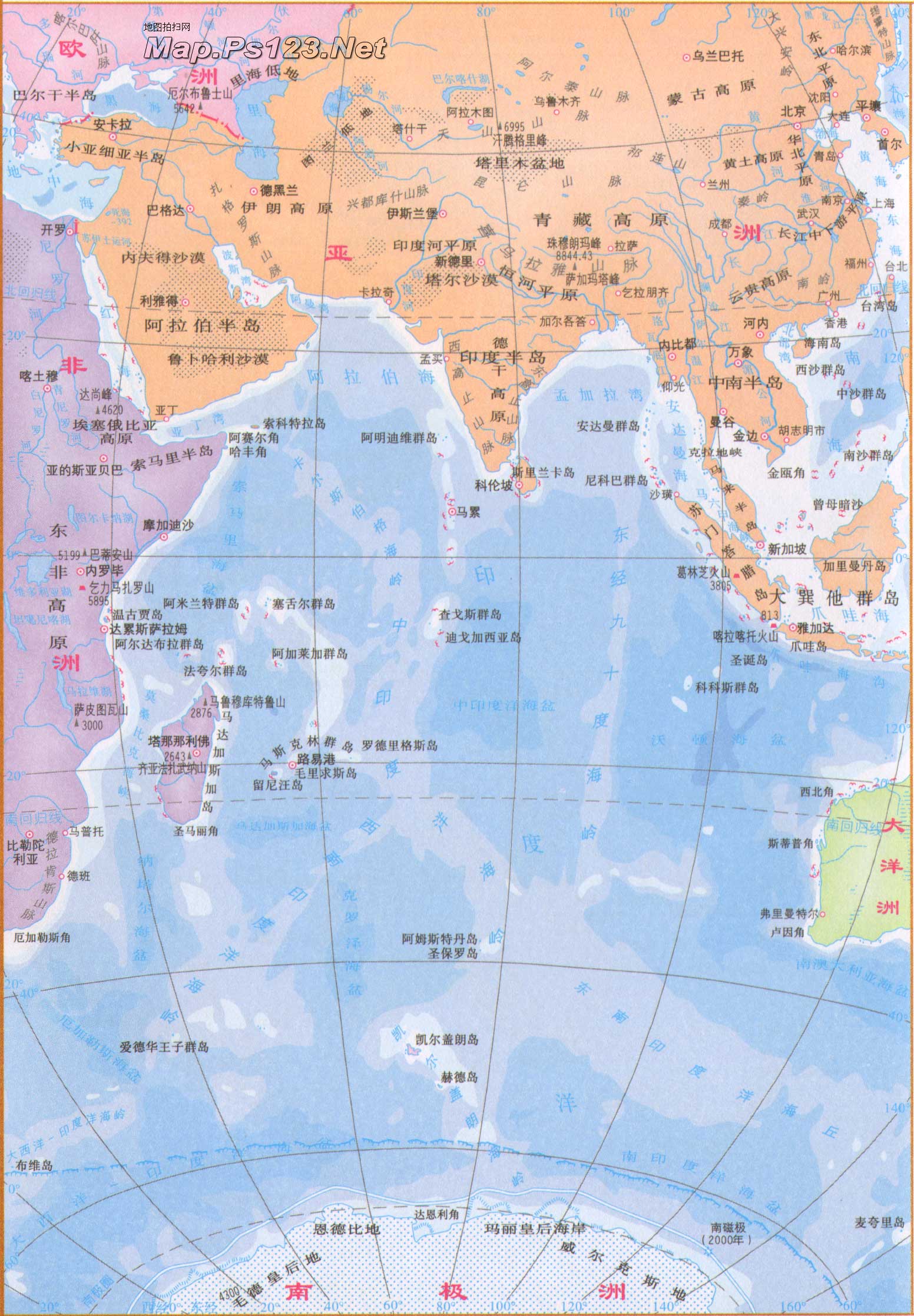 印度洋地图中文版_海洋地图查询