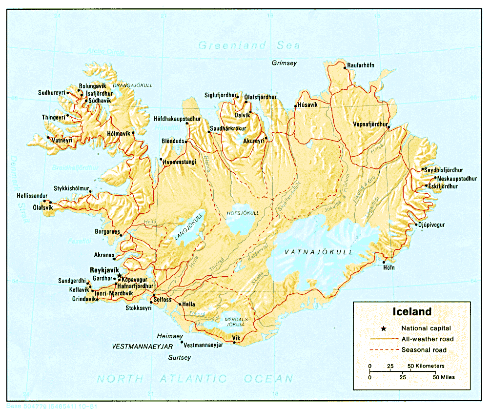 冰岛地图英文版图片
