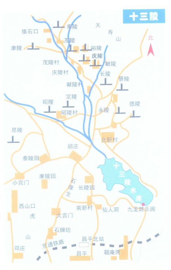 十三陵景点示意图_北京地图查询