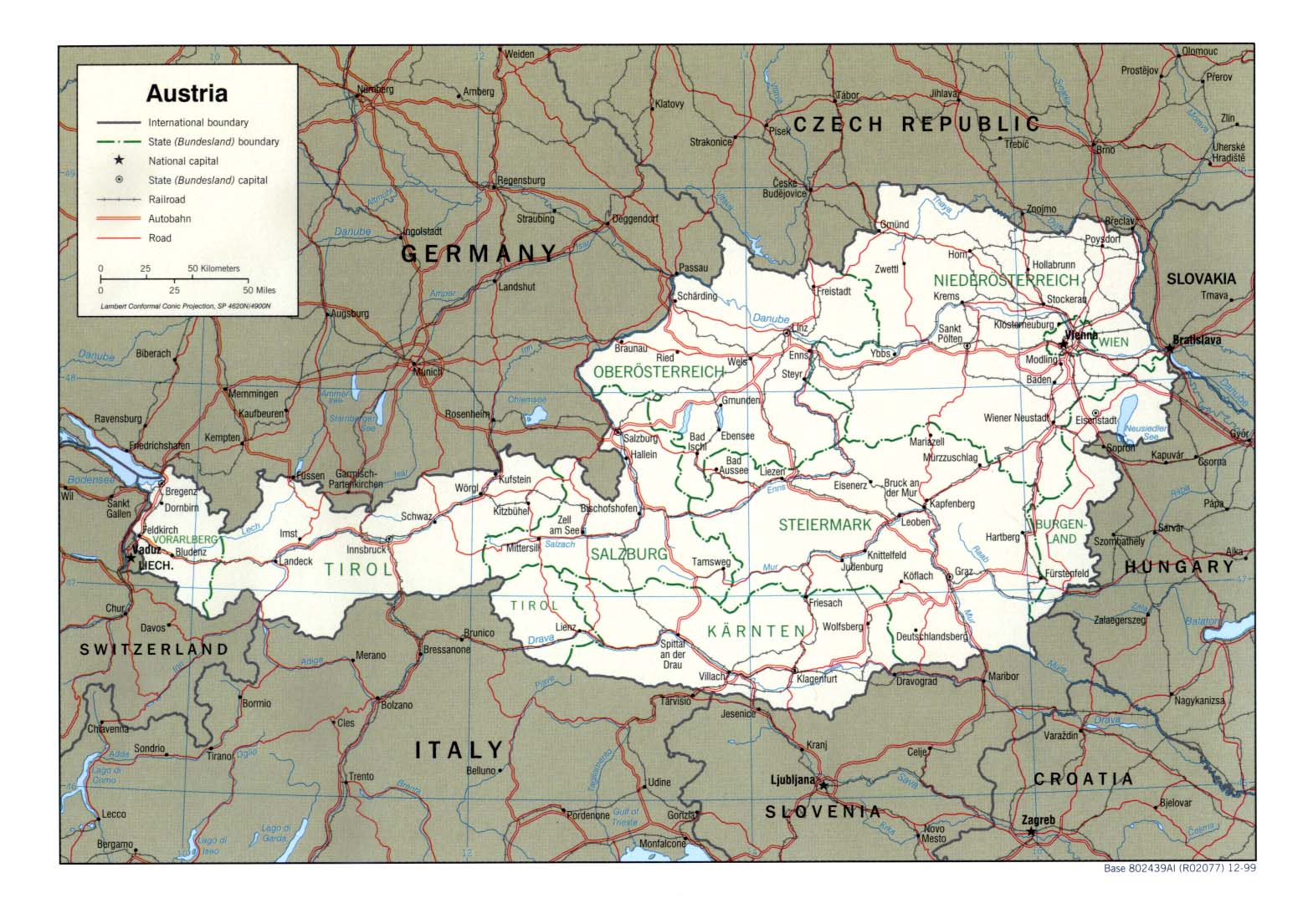 奥地利地图英文版图片