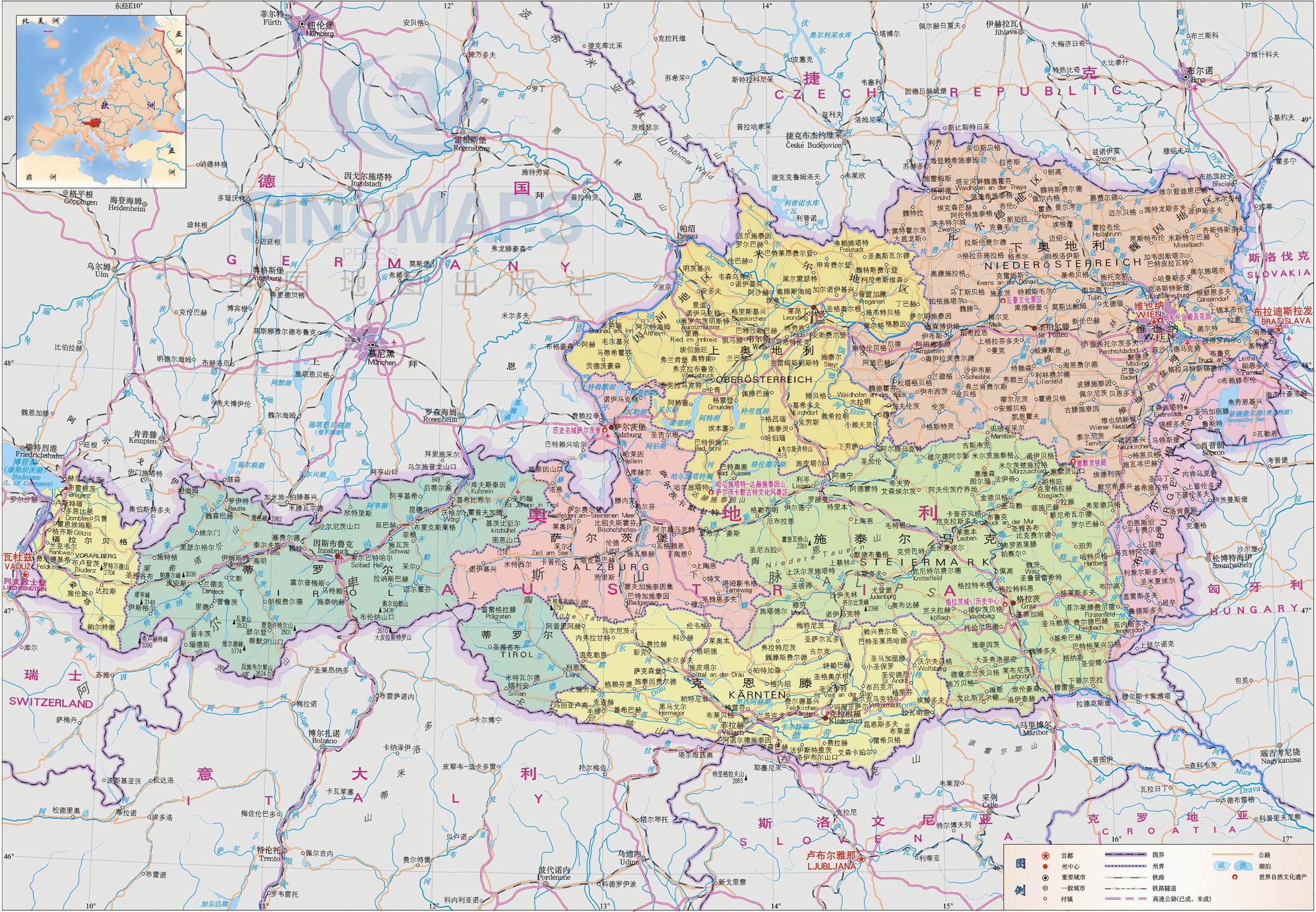 奥地利高清地图