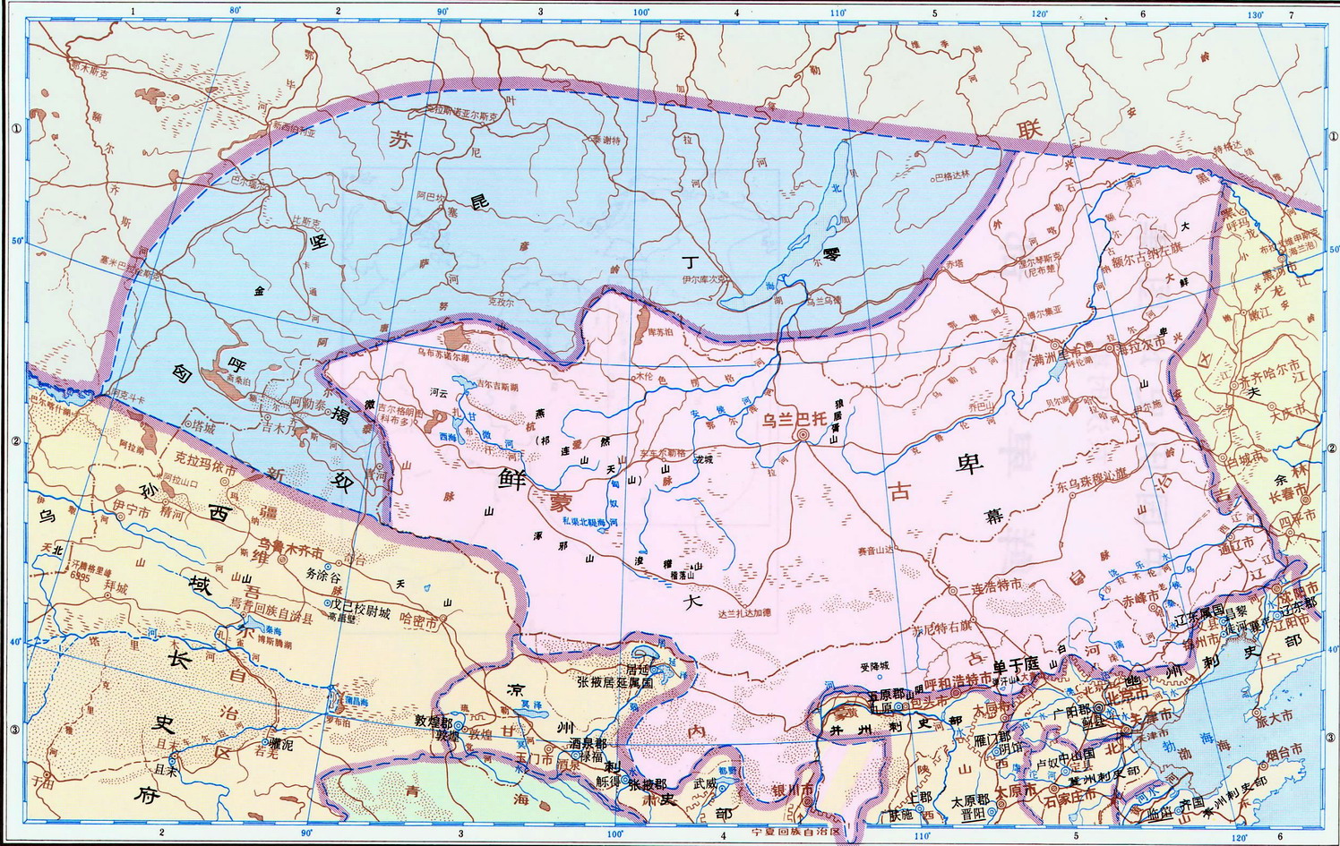 历史地图:鲜卑等部(东汉)_中国史稿地图地图库_地图窝