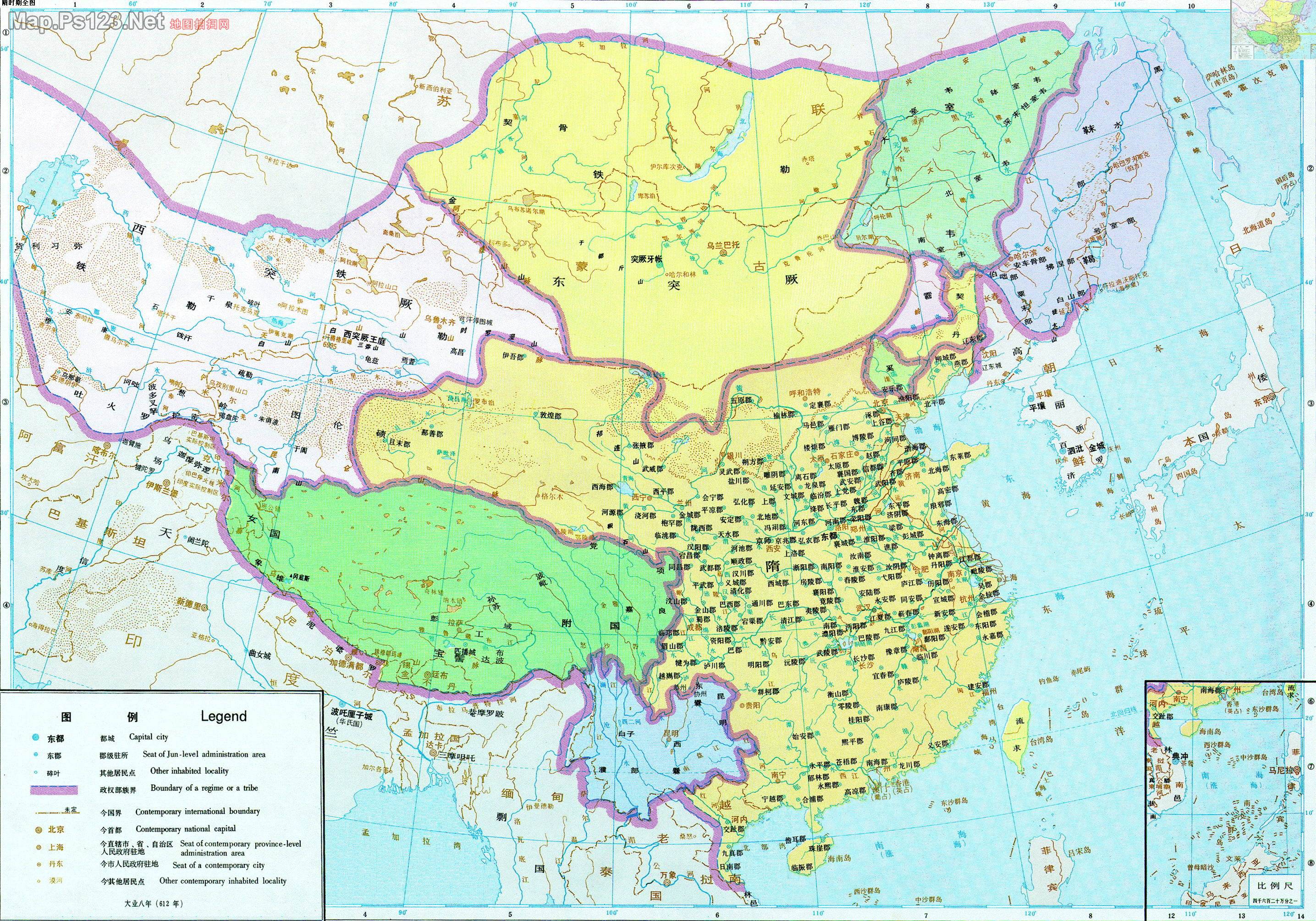 历史地图:隋时期全图_中国史稿地图地图库_地图窝