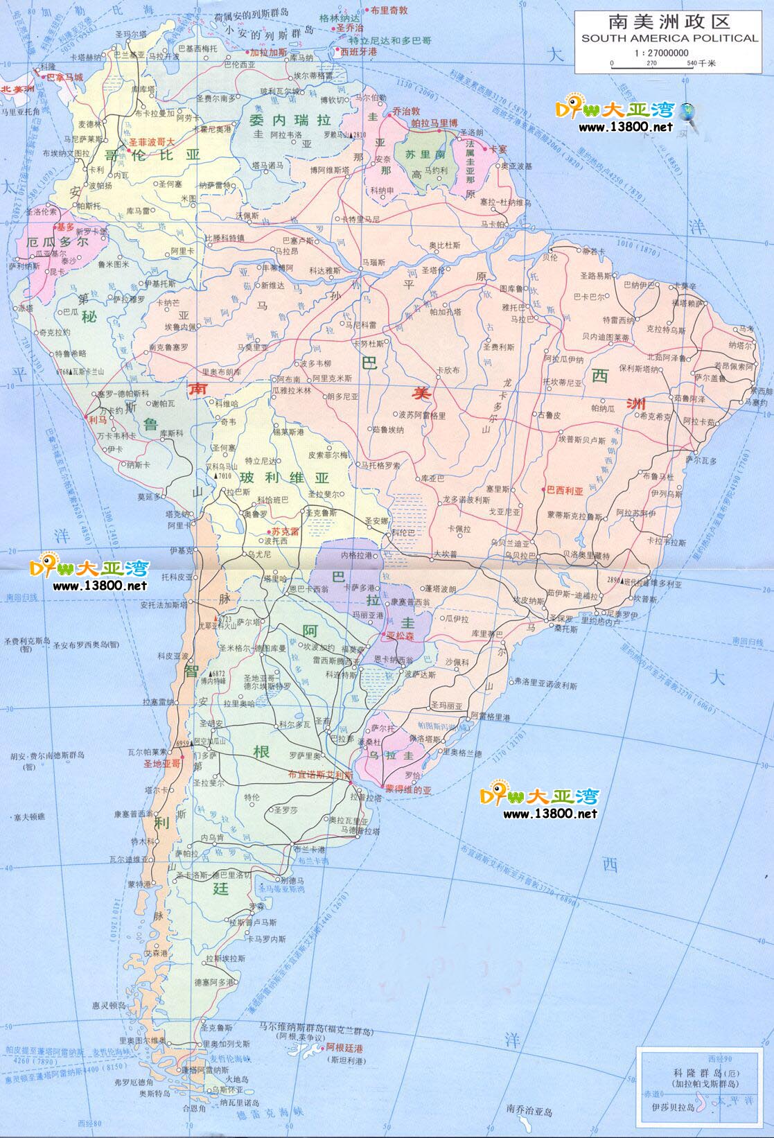 南美洲地图_南美洲地图库_地图窝