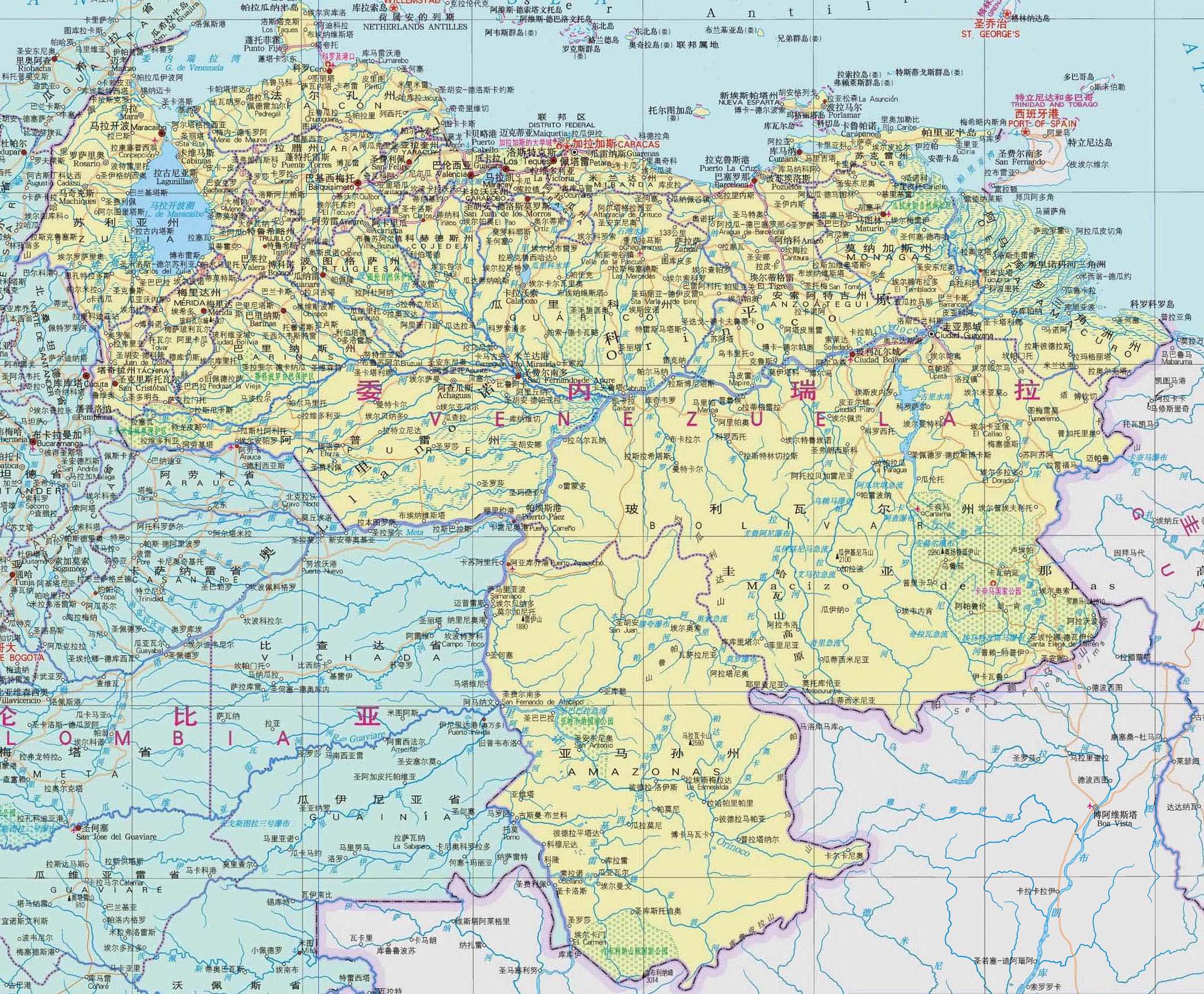 南美的高清地图