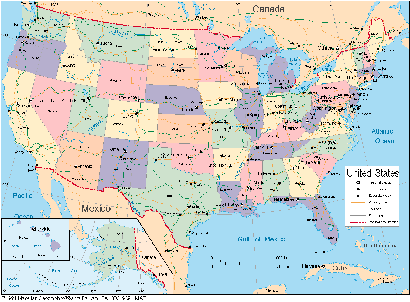 华盛顿地图 - 美国地图 - 地理教师网