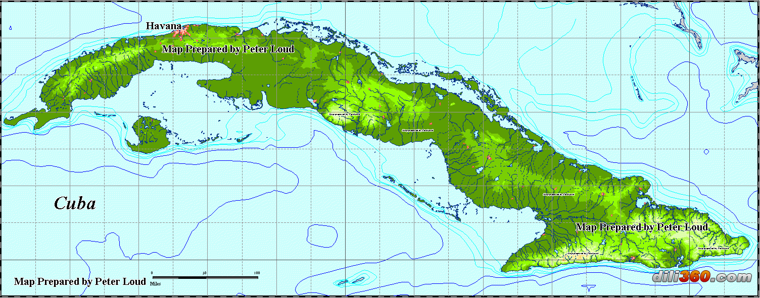 古巴地形分布图