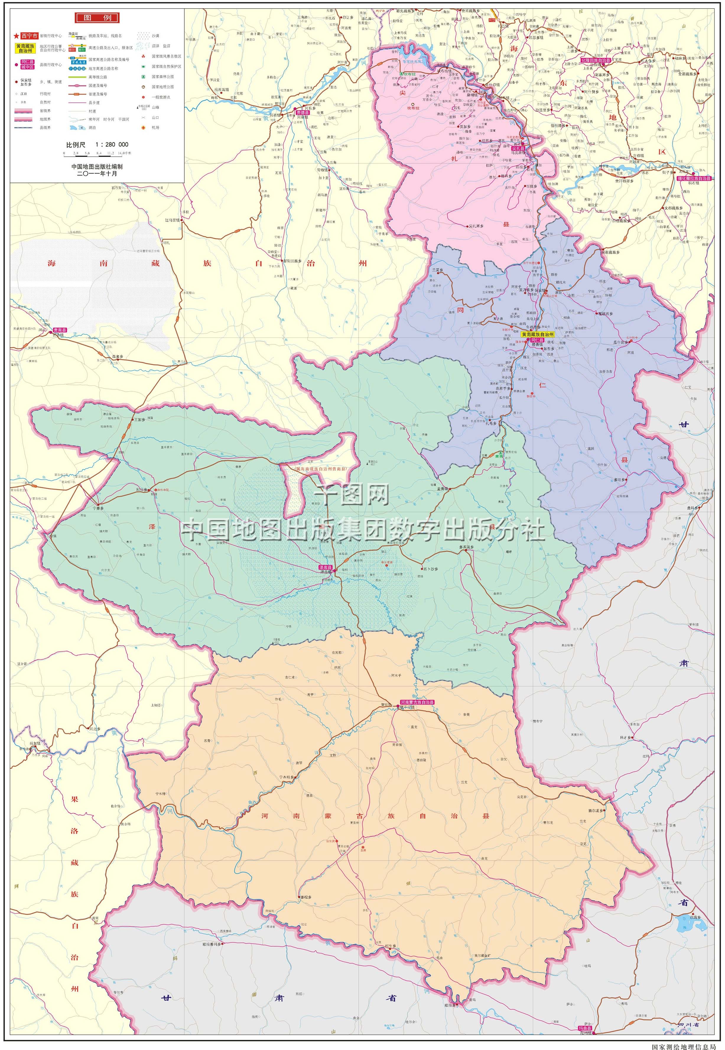 黄南藏族自治州地图高清版图片