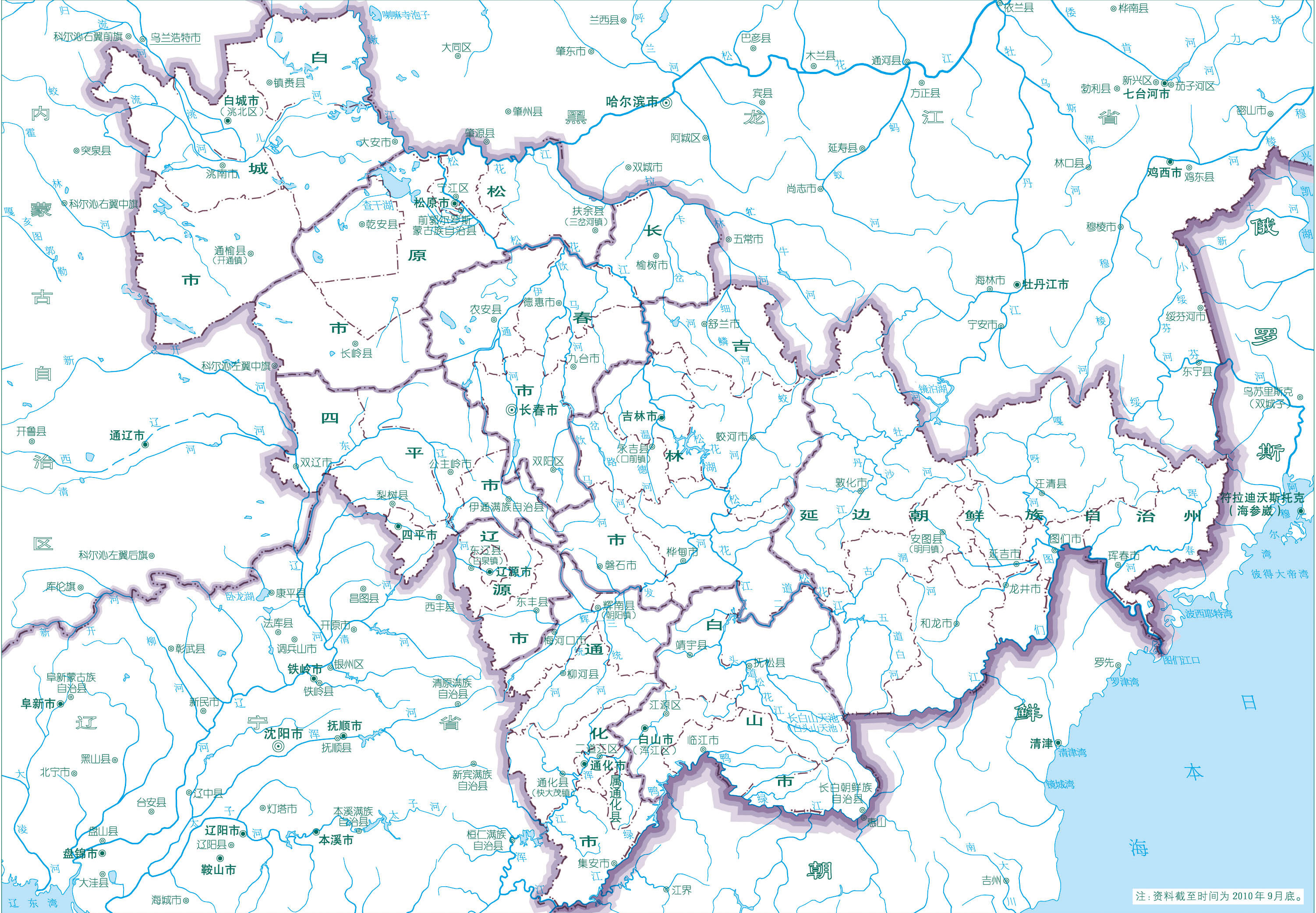 吉林市行政地图高清版图片