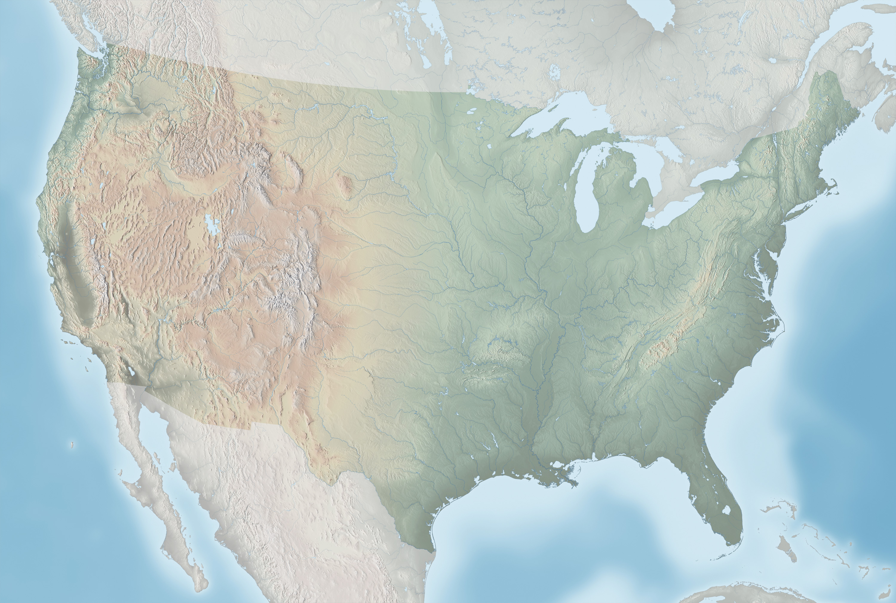 美国地形图高清版
