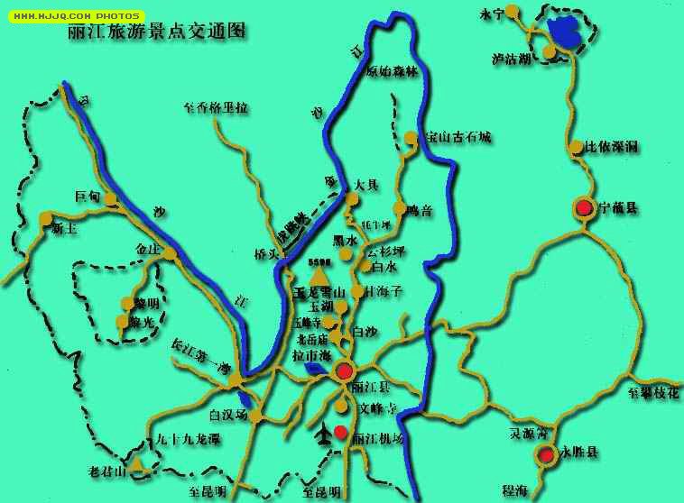 丽江旅游景点交通地图_云南旅游地图库_地图窝图片