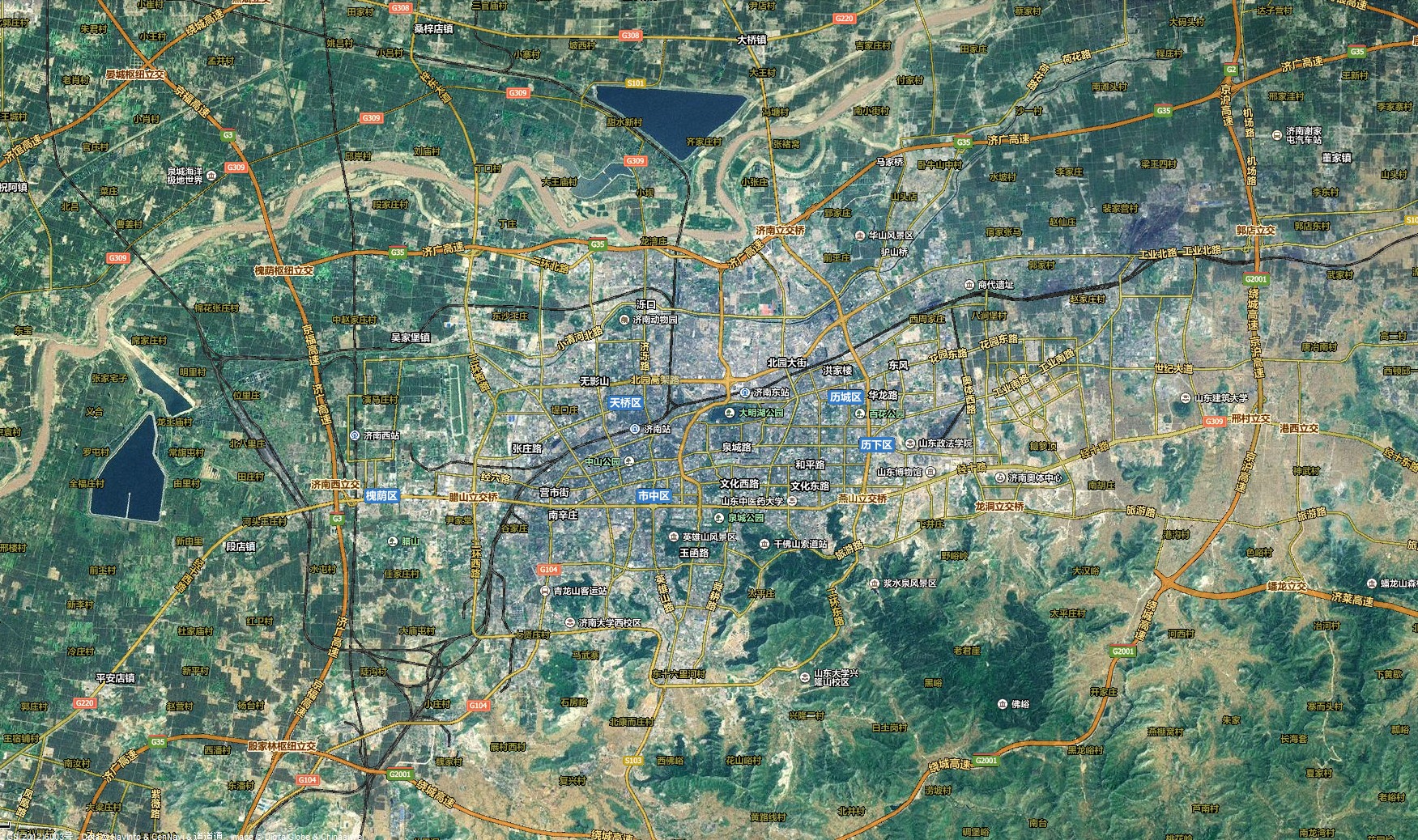 济南卫星路网地图
