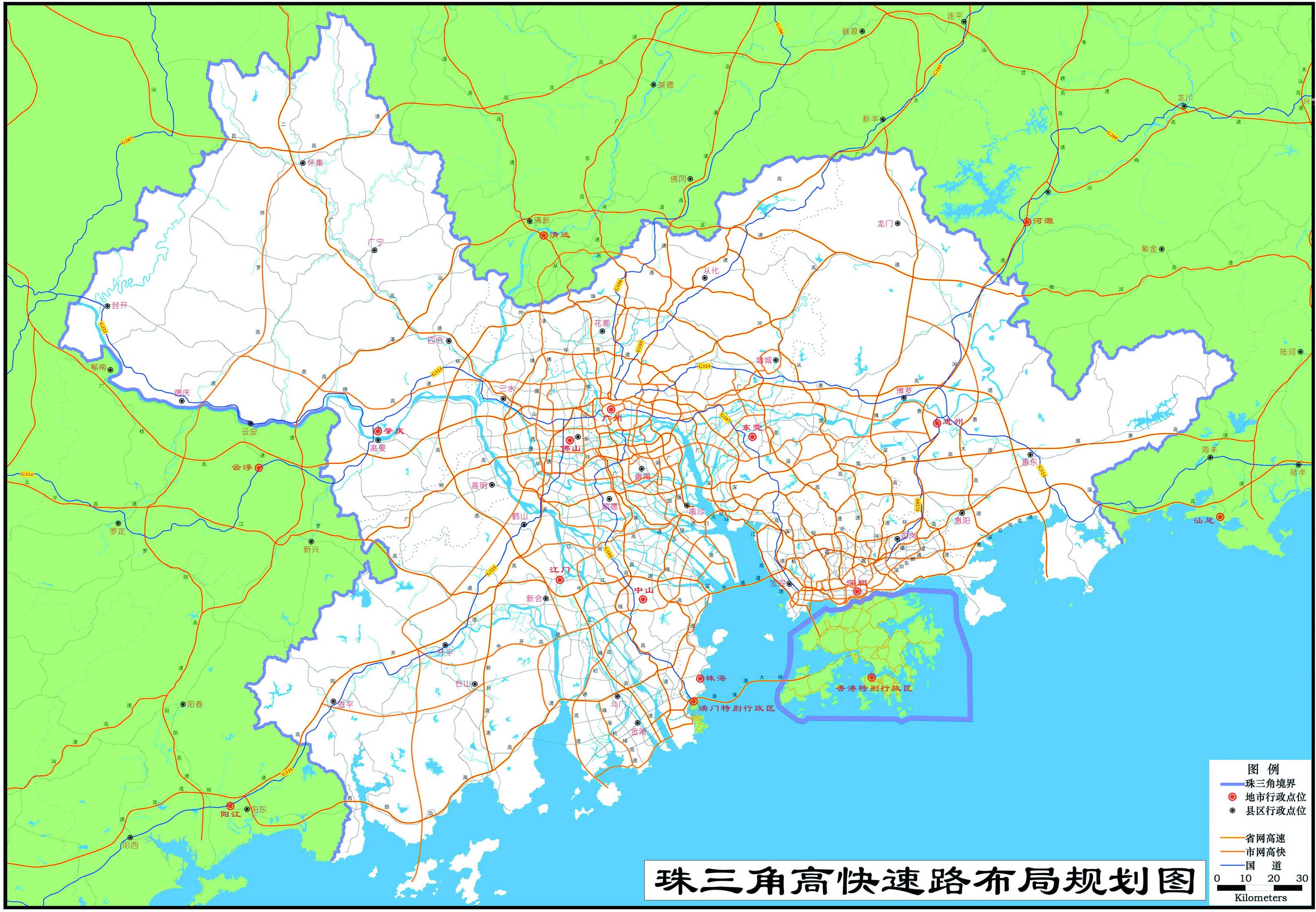 珠江三角洲高快速路布局规划图_广东地图库_地图窝图片