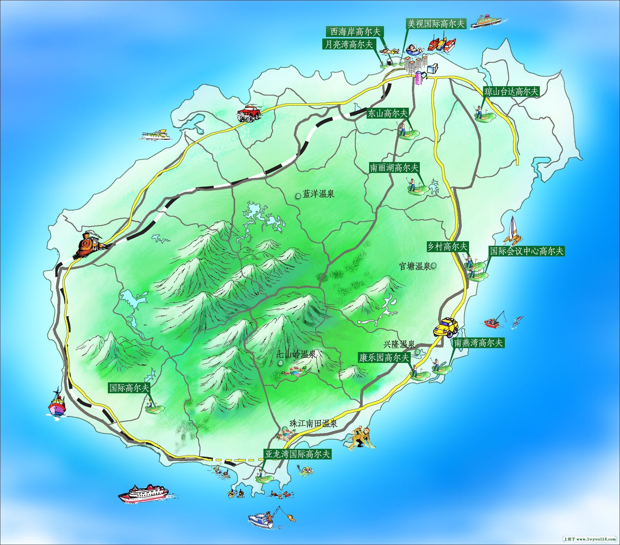 海南省高尔夫球场分布地图_海南地图库