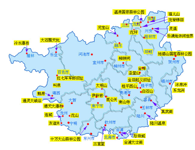广西旅游景点地图