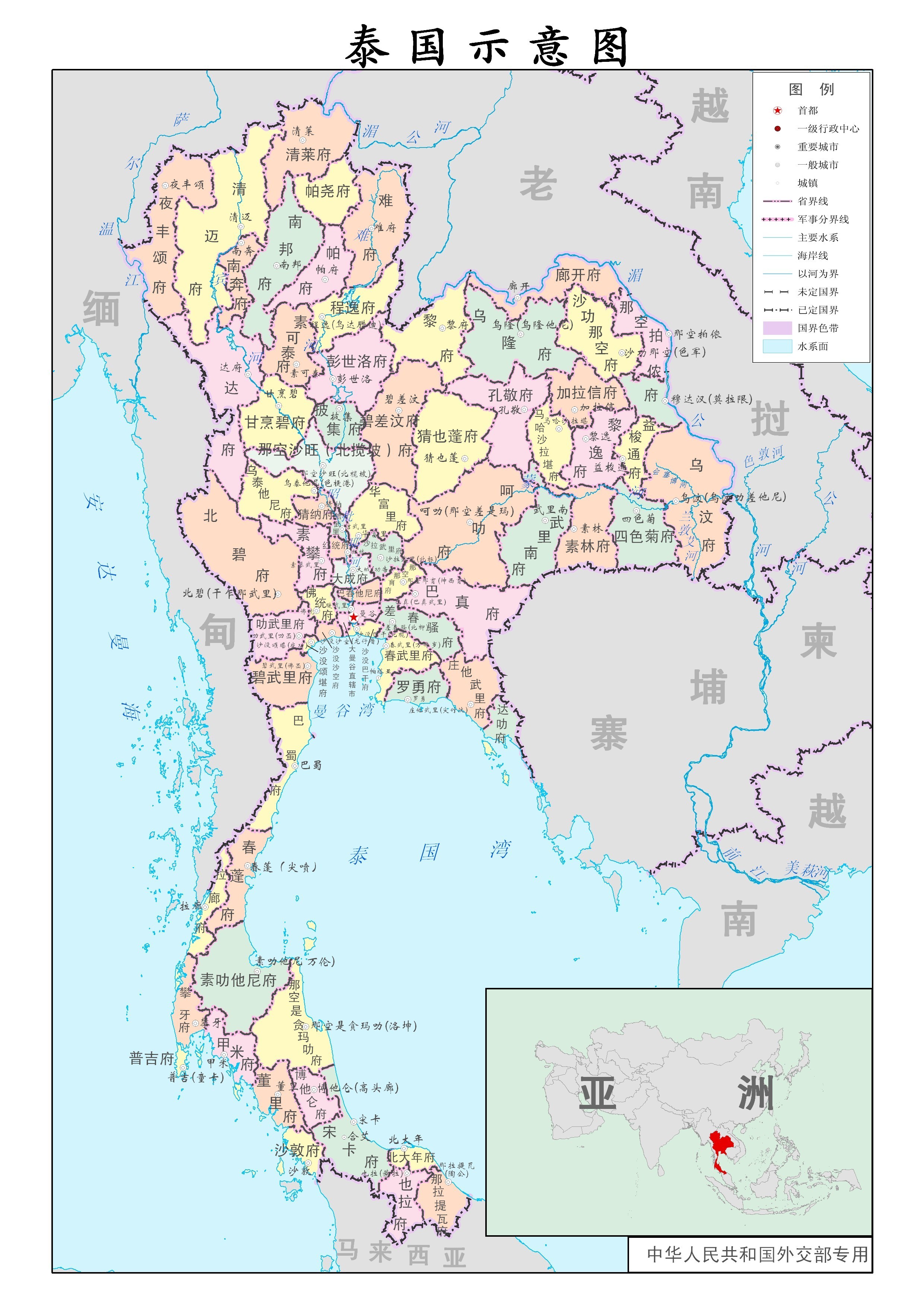 地图库 世界地图 国家示意图 >> 泰国行政示意图图片