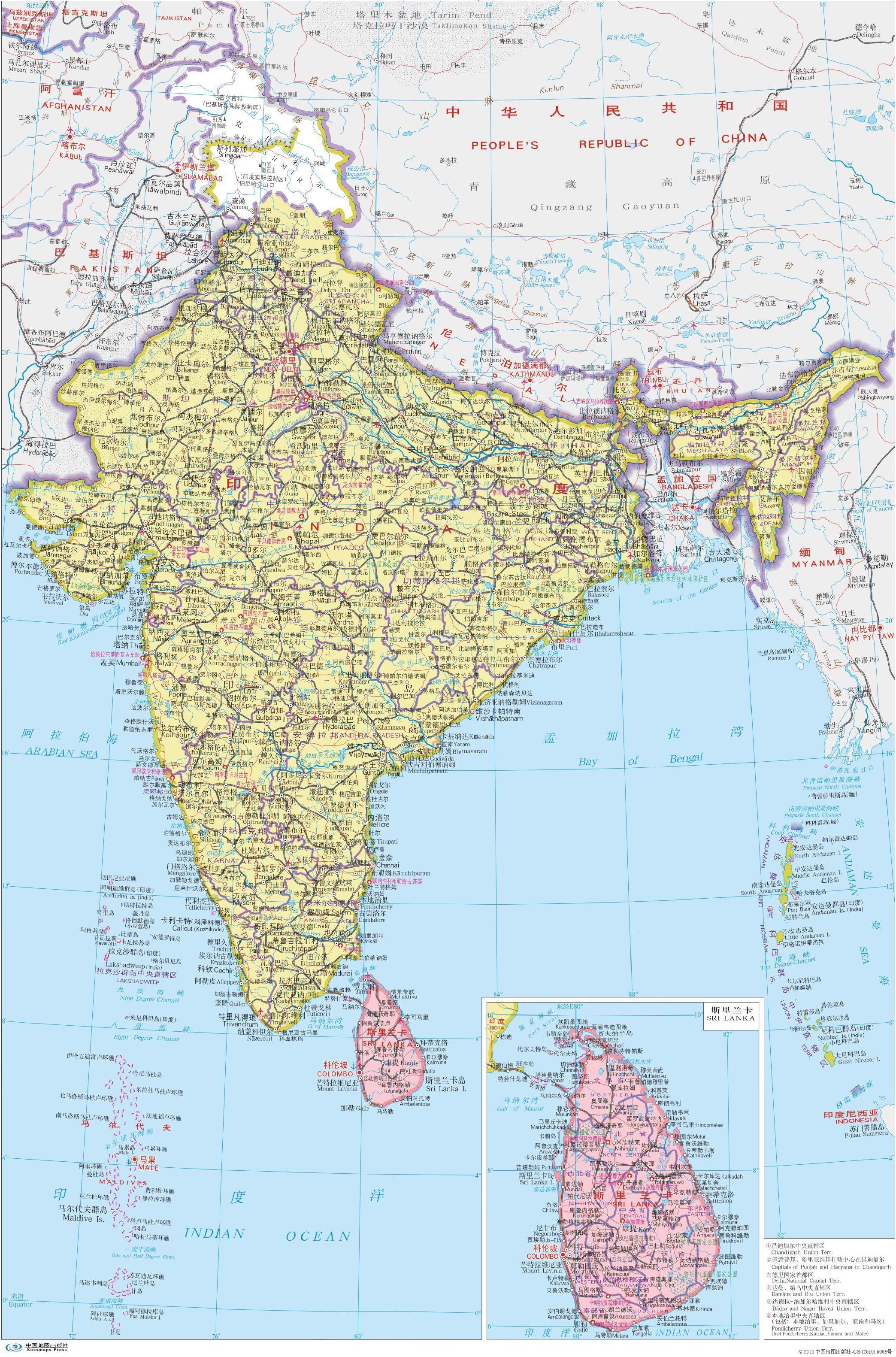 印度行政示意图_国家示意图地图库_地图窝图片