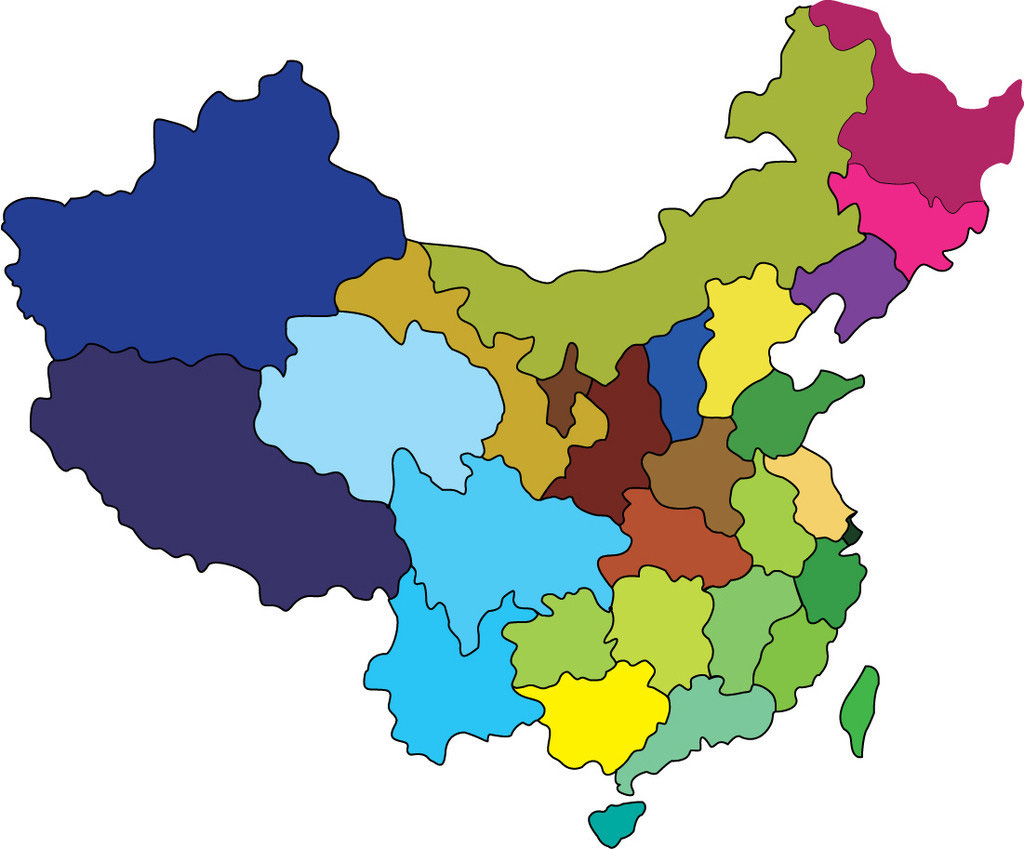 中国地图素材_线描图