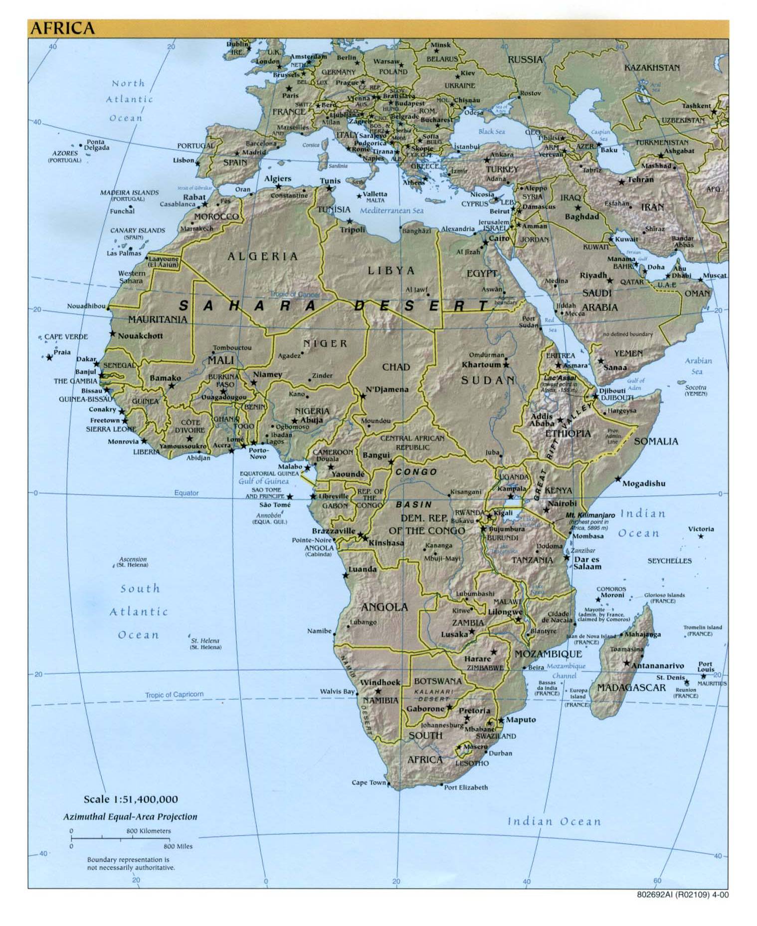 非洲地图英文版