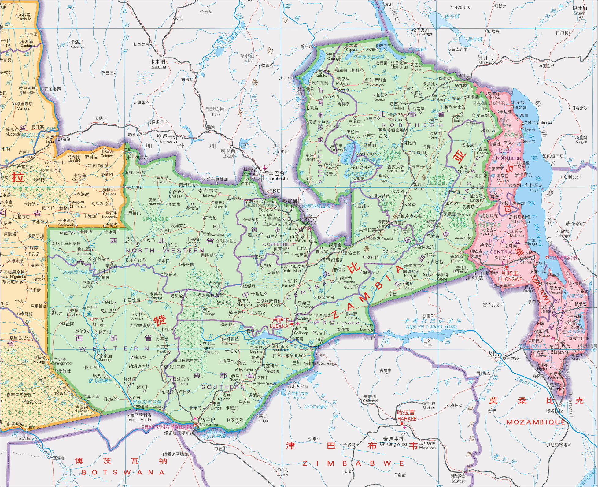 赞比亚地图_赞比亚地图库