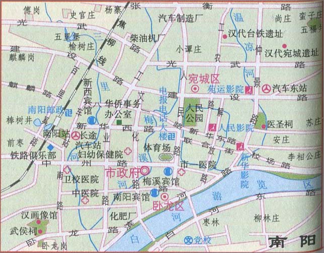 南阳城区旅游地图
