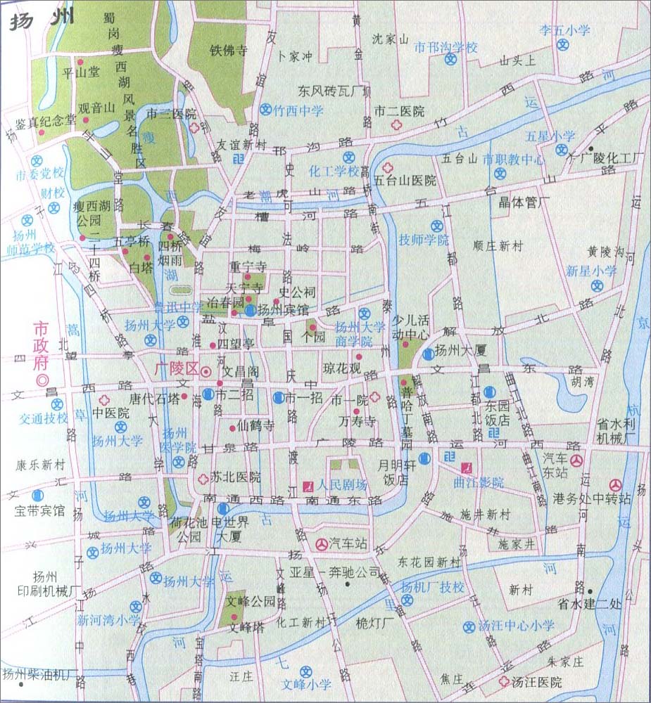 扬州城区旅游地图