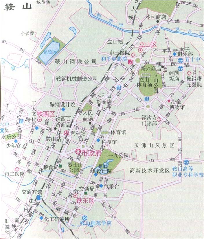 鞍山城区旅游地图