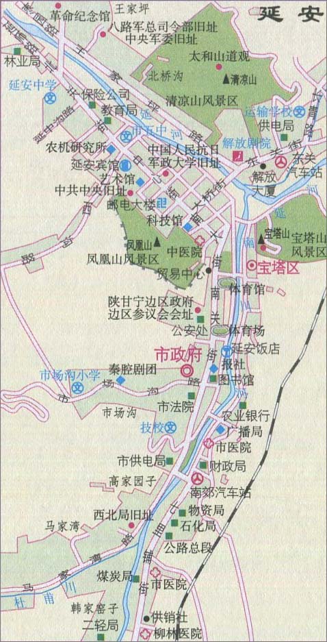 延安城区旅游地图图片