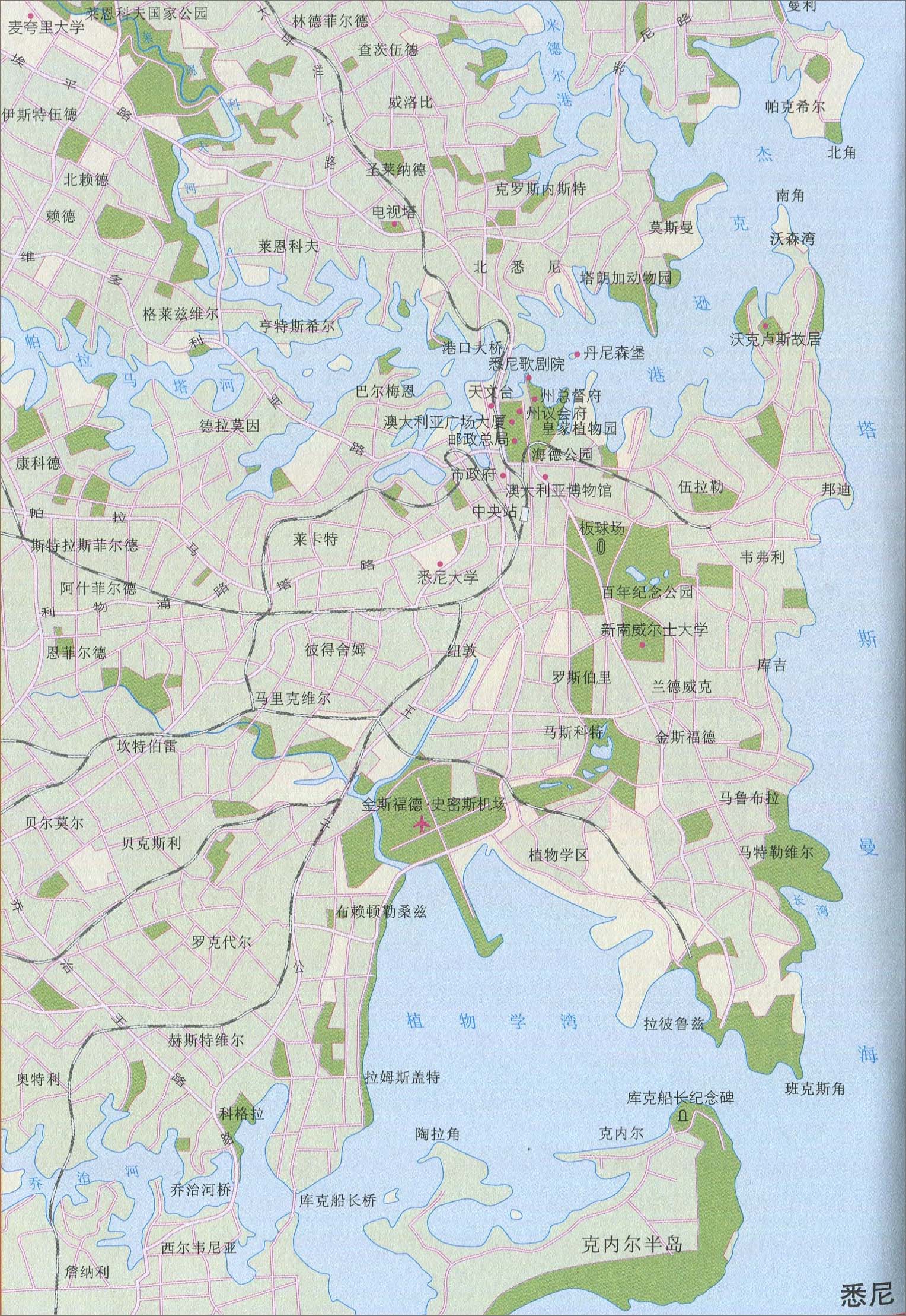 悉尼城区旅游地图_澳大利亚地图库图片