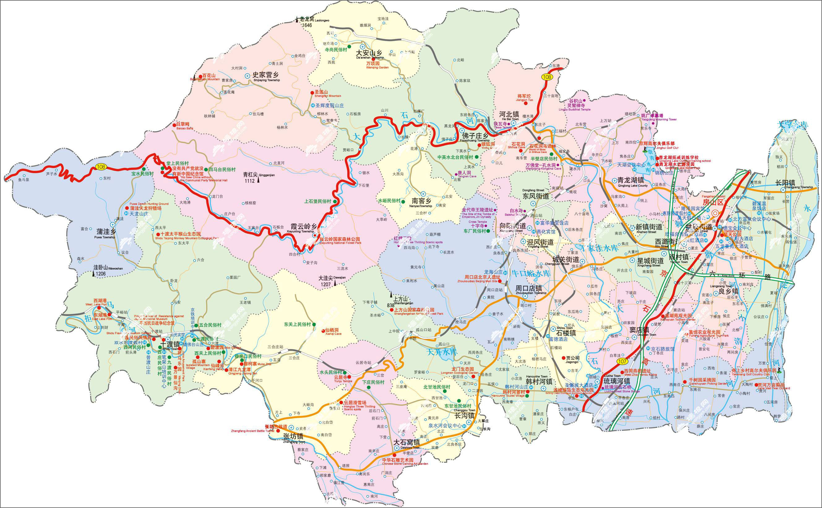 北京房山区旅游地图图片